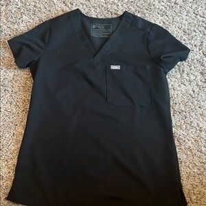 Figs Black and gray V-Neck Medical Scrub Top